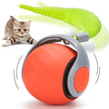 JAKPAK Cat Toys Interactive Dog Cat Toy for Indoor Cats and Dogs with Tail Bird Chirping & Fast Move On Carpet Automatic Rechargeable Kitten Cat Toy Ball for Bored Indoor Cats and Dogs (Orange)